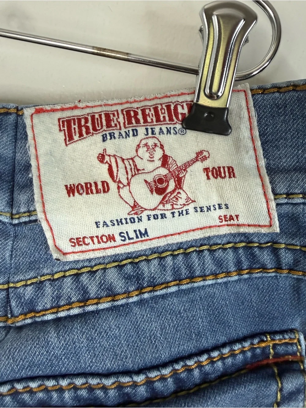 True religion, big Ricky flap, slim, men’s blue denim jeans 38